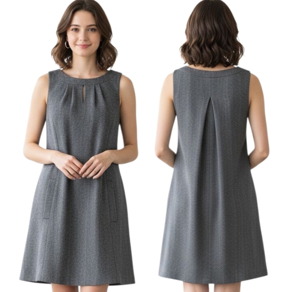 VANESSA BRUNO Lane Wool Herringbone Sleeveless Shift Dress - Size 36 - Picture 1 of 15
